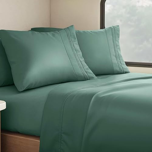Vista 412 de Clara Clark - Juego de sábanas de la serie 1800 Premier, 4 piezas, juego de cama, sábanas con mucha caída, resiste arrugas, la decoloración