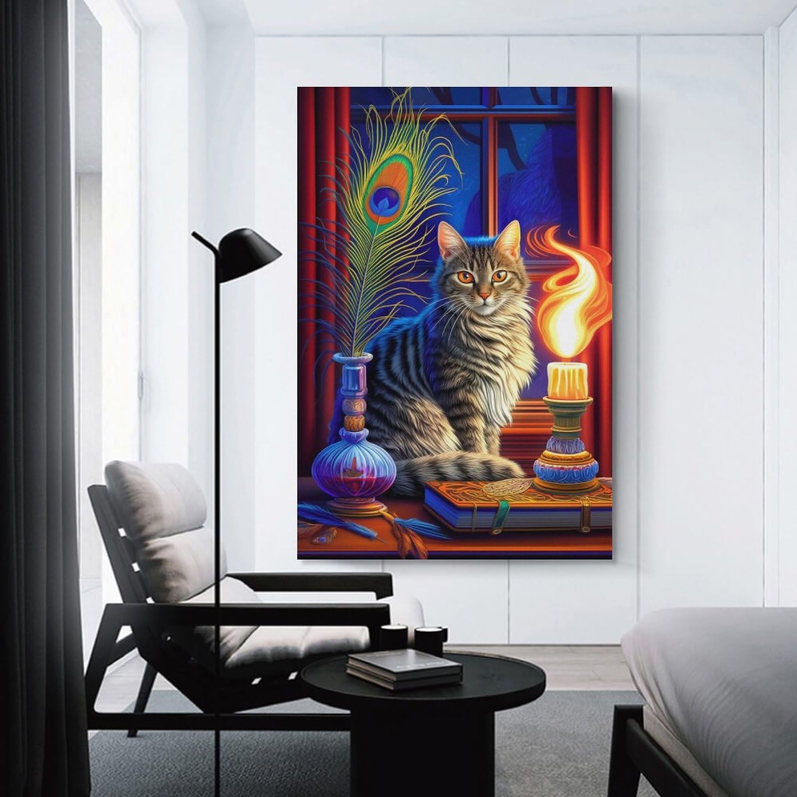 Junmoney A Tabby Cats Domain Room Decor Wall Art 16x24inch(40x60cm), for Entrance Spaces, Stair Walls Or Halls, A Neat Decor Update for Hallways