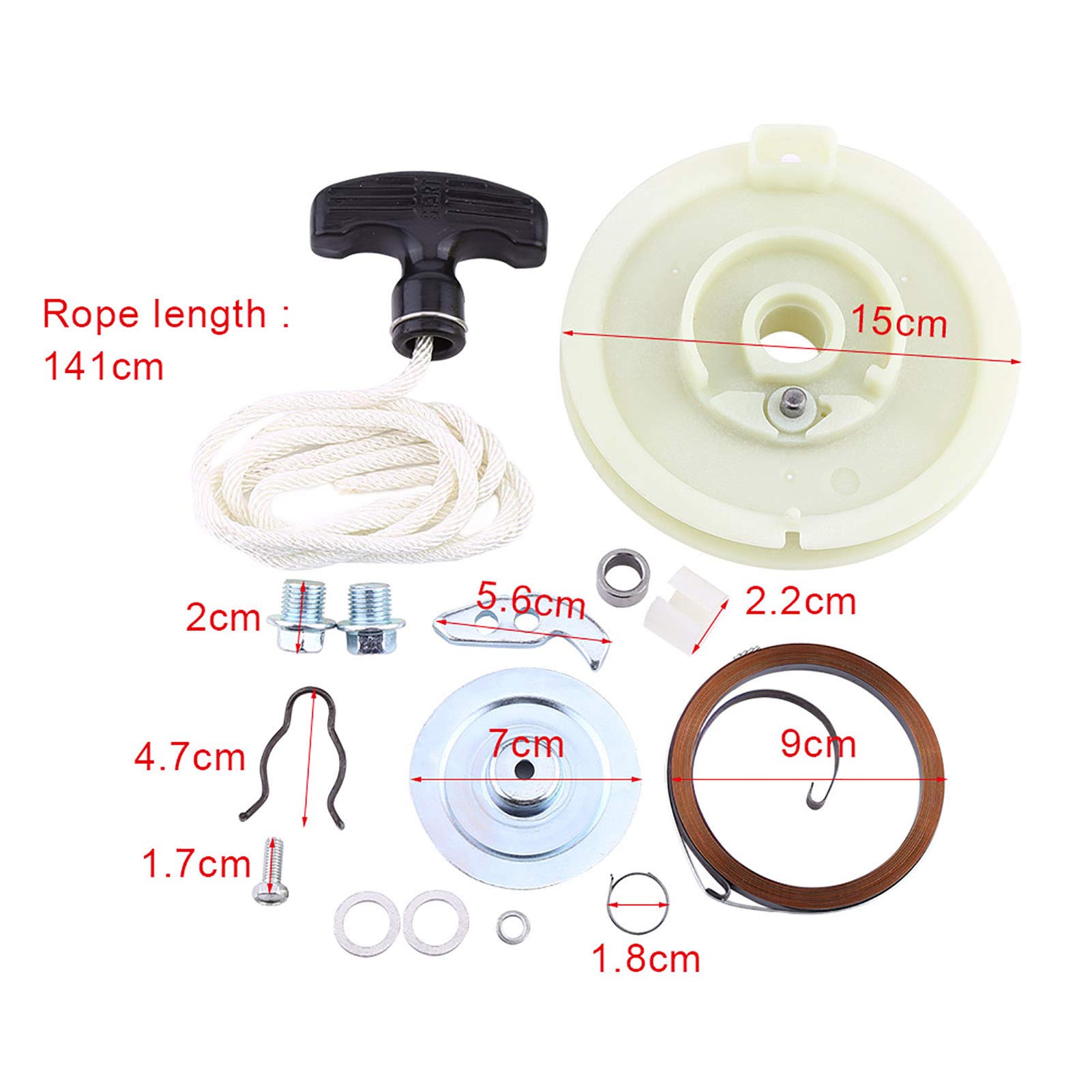 polaris scrambler 500 + ATV Recoil Pull Starter, Spring Pulley ATV Recoil Pull Handle Grip Rope Kit Start Repair Kit di riparazione Sostituzione di ricambio per Polaris Sportsman 500 1996-2011 Accesso