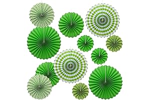 ONUPGO Tissue Paper Fans – 12 Premium Handmade Green Fiesta Fans