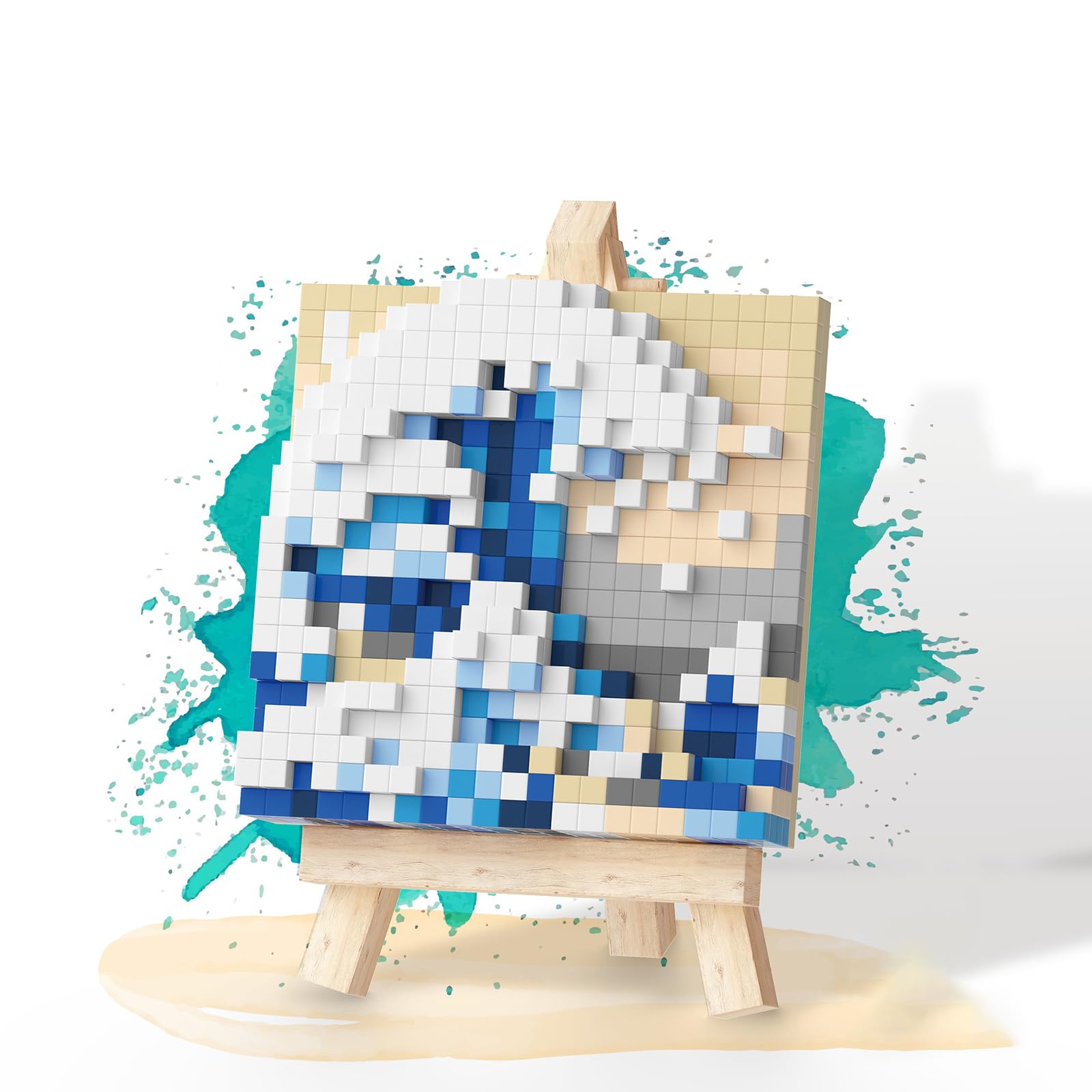 NOOLY World Famous Painting Mini Building Block Set for Home and Office Decoration WKLJM-03 (Waves) 6740, Blue and White, Small - Image 3