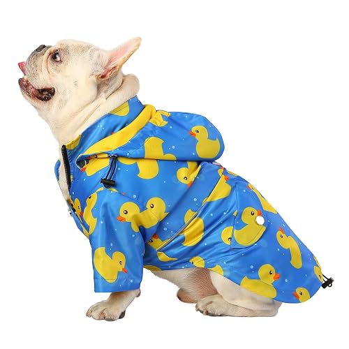 HDE Poncho Impermeable para Perro, Chaqueta Impermeable de Doble Capa con Cremallera y Capucha extraíble
