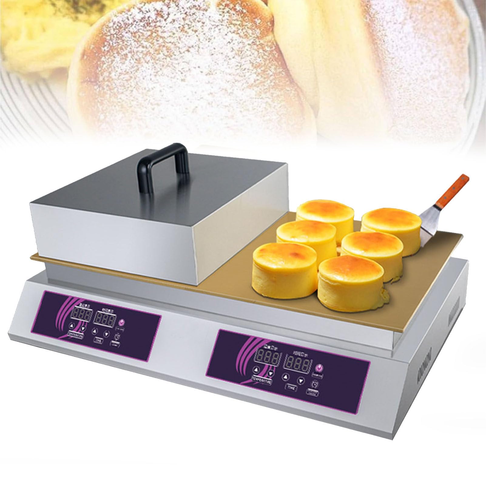HTTGDGDH Souffle Machine, Commercial Use Nonstick Electric Dorayaki Pancake Souffle Maker Machine Baker, Temperature Range: 0-260°, For Restaurants,Doublehead