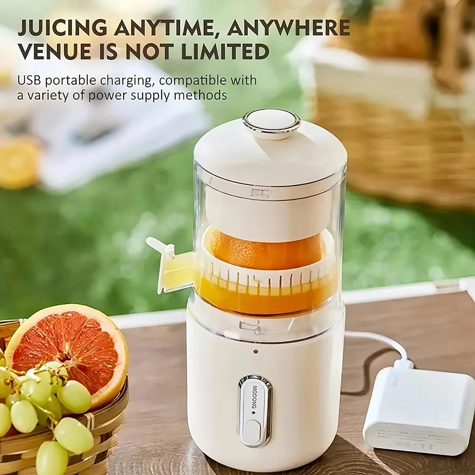 Exprimidor eléctrico de cítricos de 45 W, licuadora automática portátil de 150 ml con batería recargable USB de 1500 mAh para jugo de naranja y limón entero