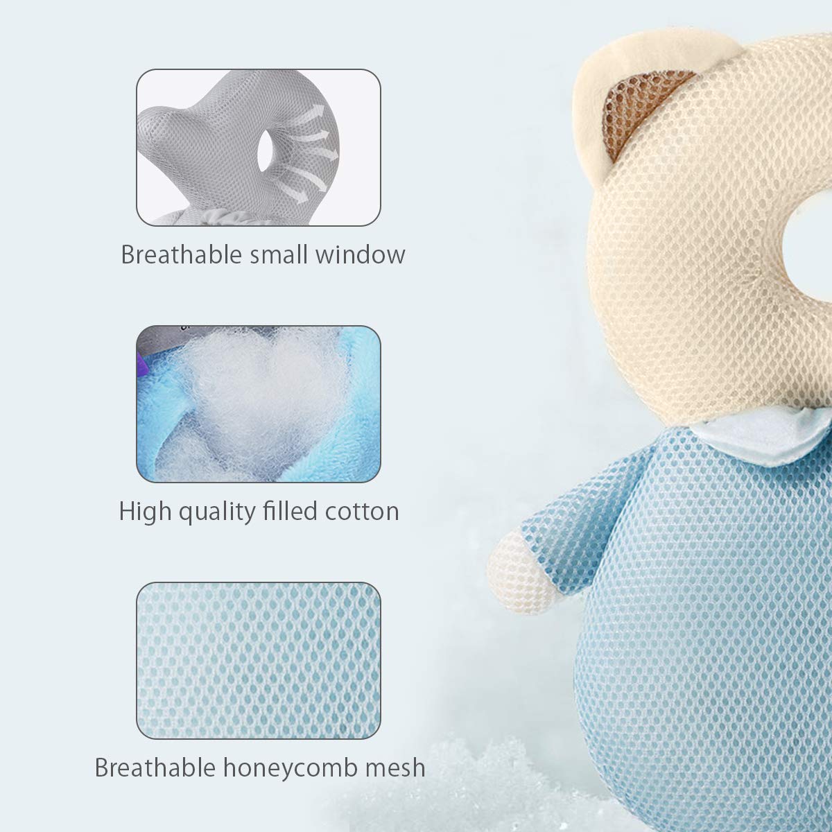 SONARIN Baby Kopfschutz atmungsaktives Verstellbares Schutzkissen für Babykopf,Anti Fall Kopfstützenkissen für Kleinkinder(Schmetterling)