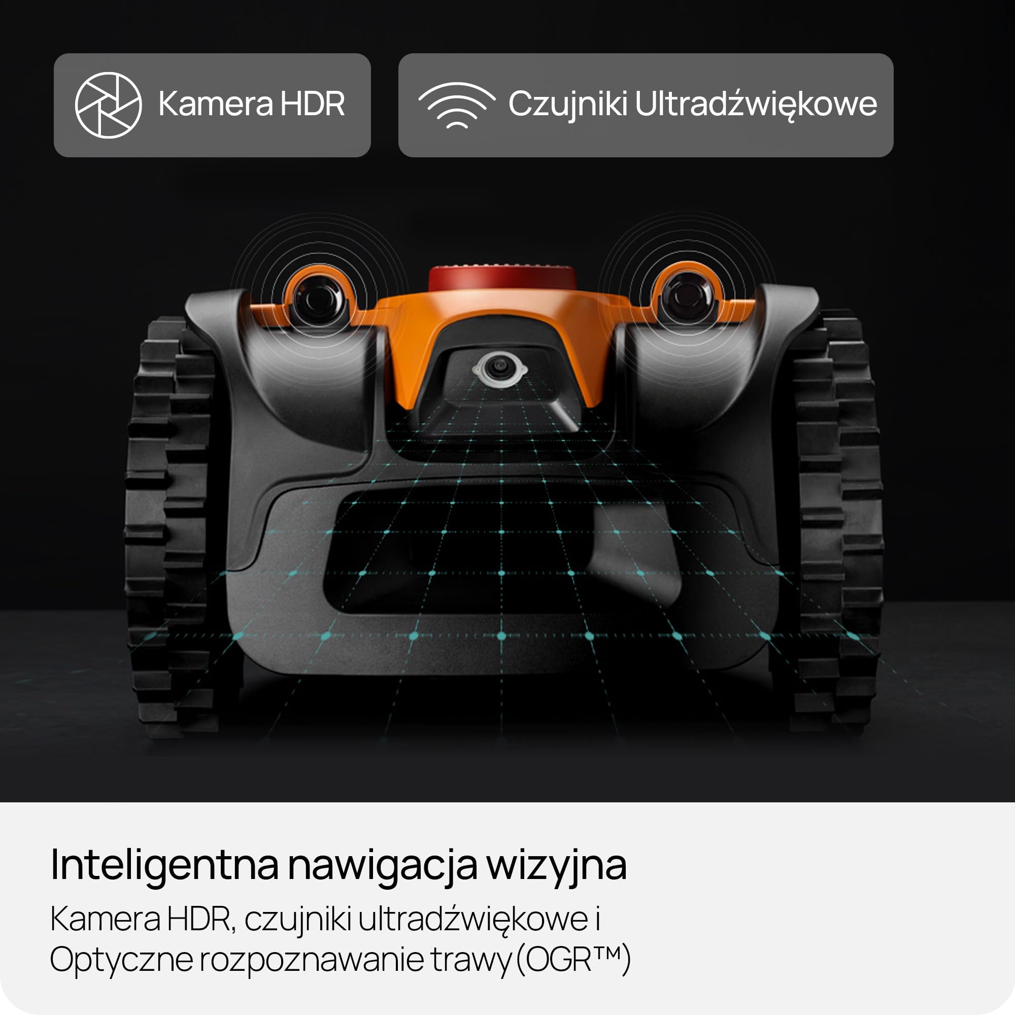 Lawnmaster OcuMow®16 kosiarka automatyczna, bez kabla ograniczającego, do 300 m², inteligentne unikanie przeszkód, inteligentne unikanie przeszkód, nawigacja optyczna, stacja ładująca samochodowa