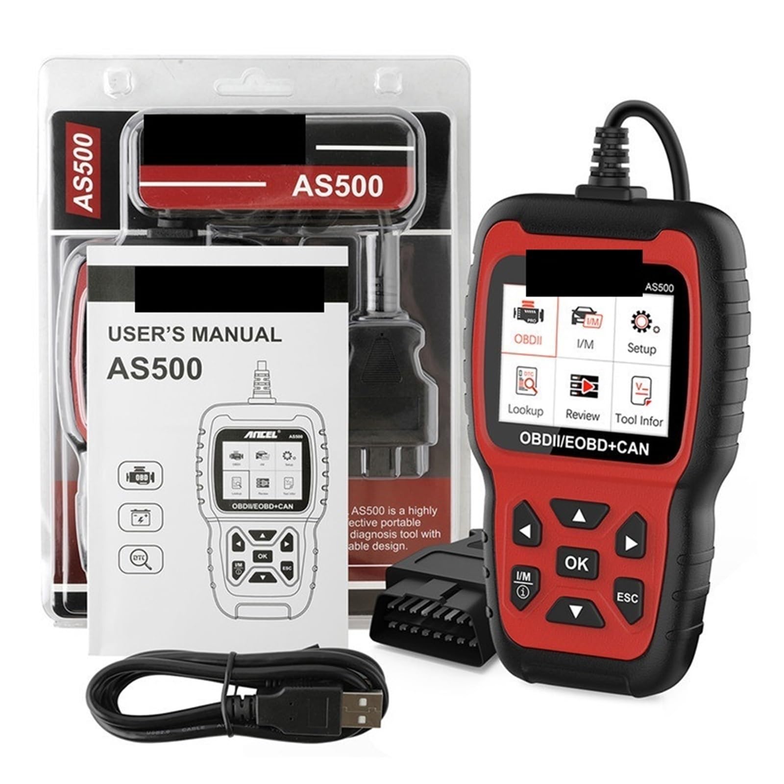 Czytnik kodów, AS500 Car OBD2 Scanner Czytnik kodów samochodowych Kontrola silnika OBD Automotive Narzędzie diagnostyczne samochodów do sprawdzania silnika samochodu