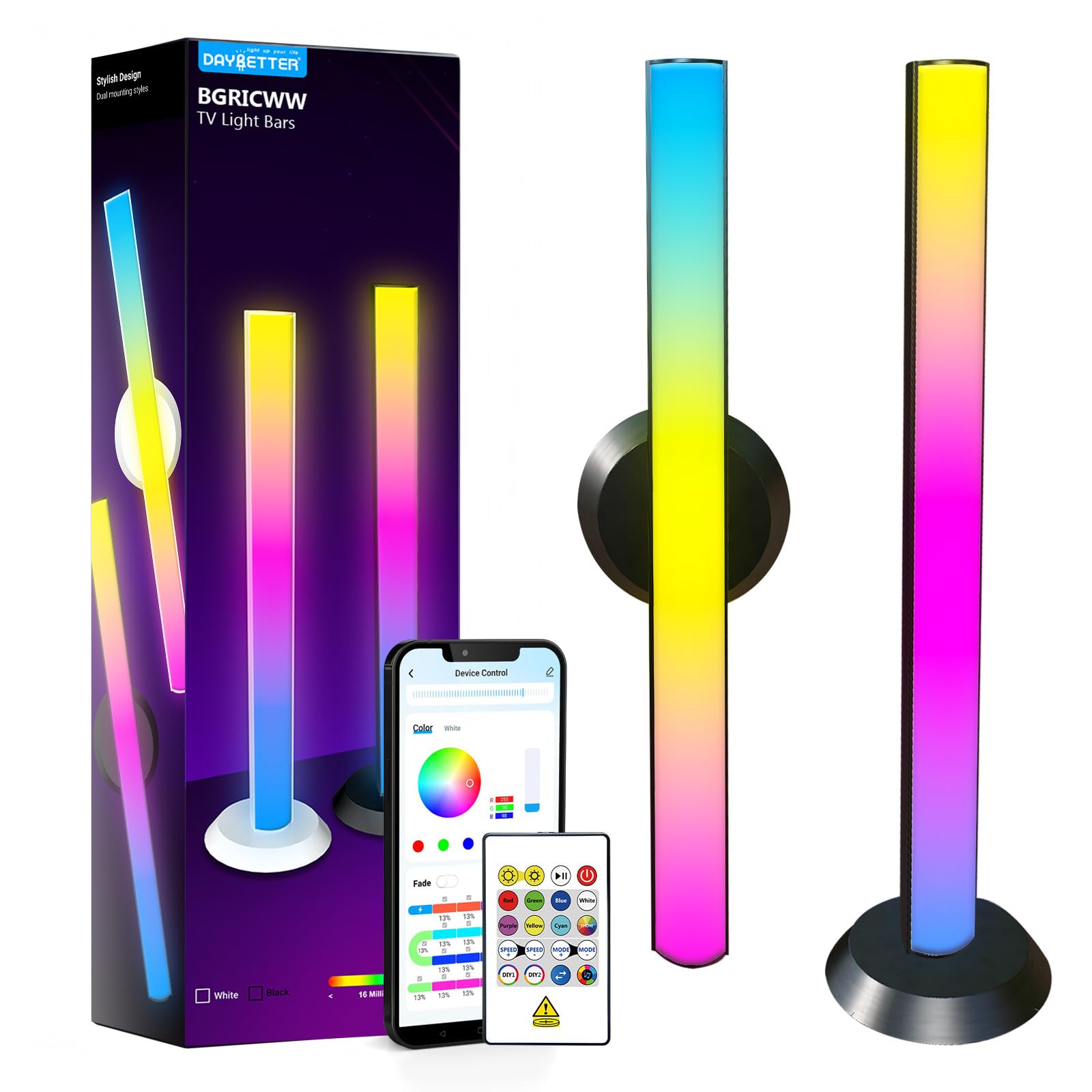 DAYBETTER Smart LED Light Bar,RGBICW TV Light Bars for Room,Gaming,Black