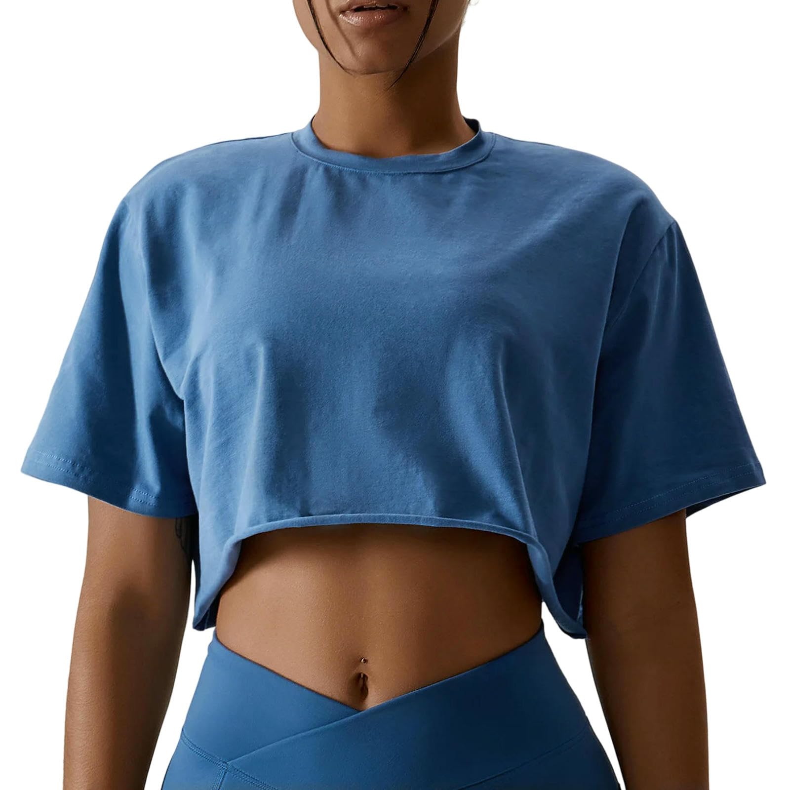 Damska kamizelka joga t-shirt luźny top fitness ćwiczenia siłownia trening na świeżym powietrzu koszulka sportowa z krótkim rękawem, Zielona fasola, L