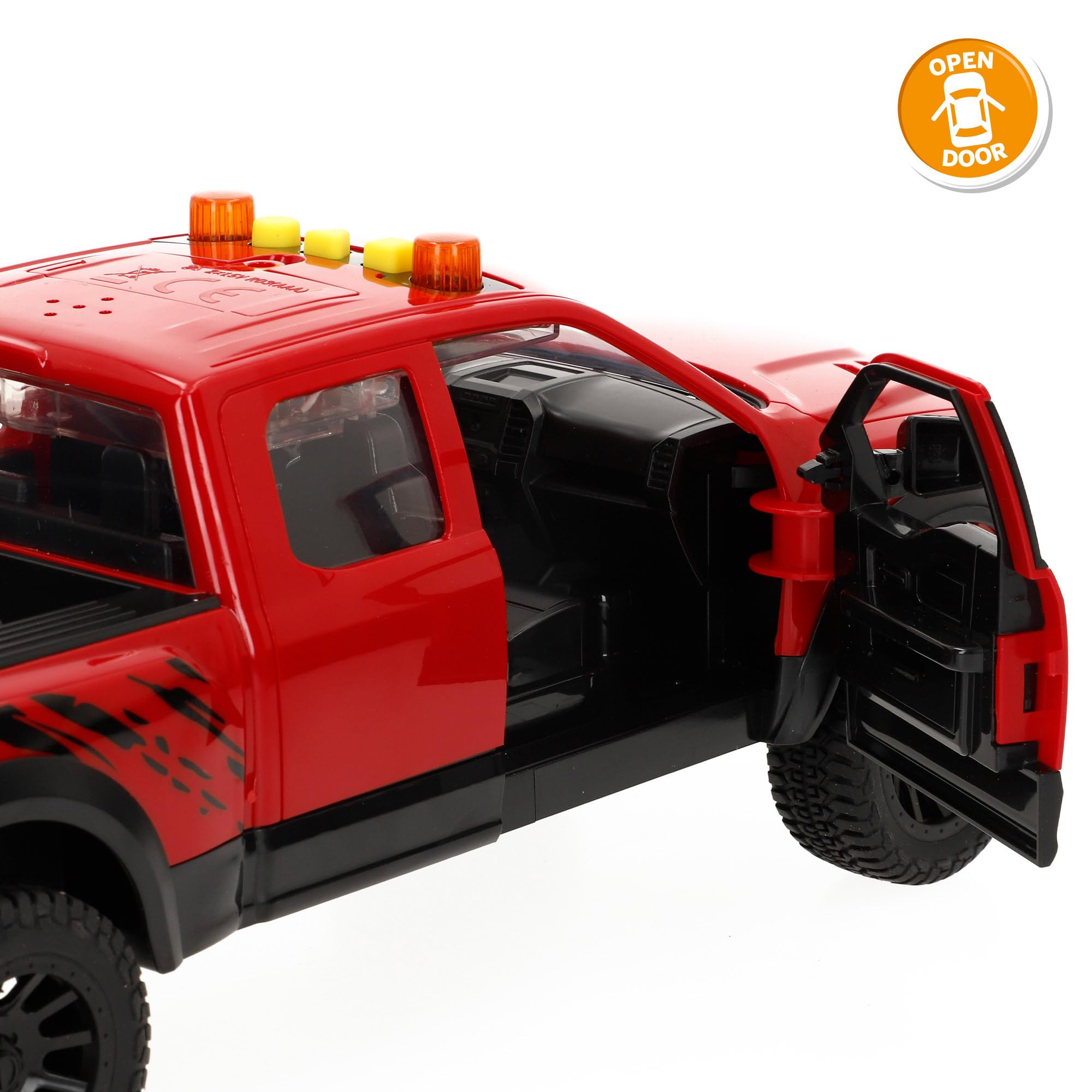 ColorBaby Speed & Go Coche Pick up con Moto, Sistema de fricción, Luces y Sonido, Puertas funcionales, Vehículo de Rescate, Escala 1:12, Niños a Partir de 3 años (39310)