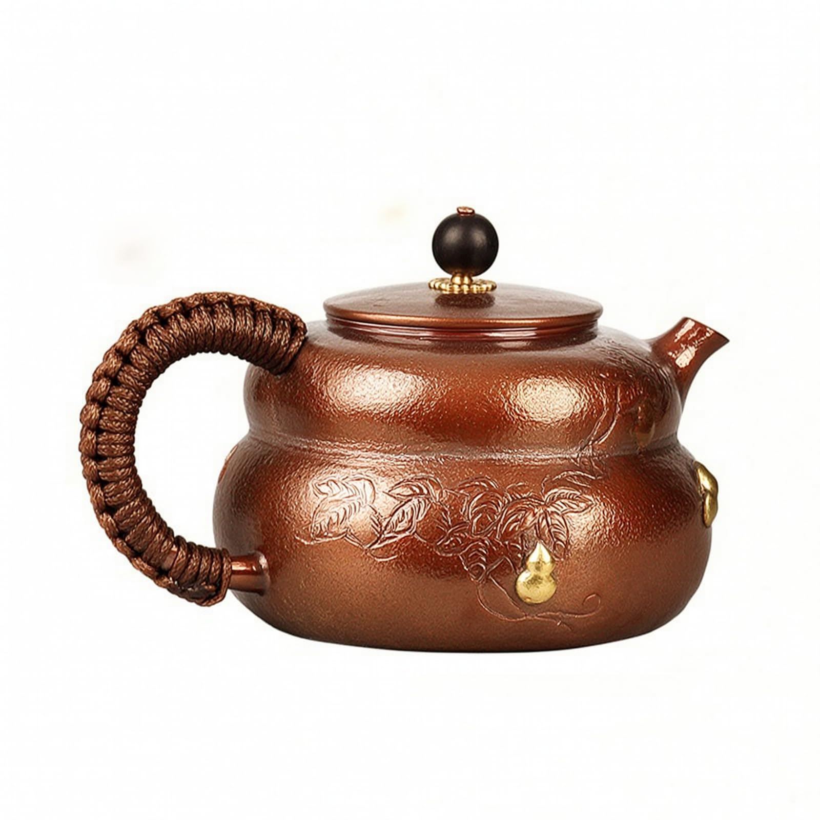 Teiera in Rame Martellato Bollitore di Rame Non Rivestito Teiera con Coperchio per Collezionisti, Cucina, Stile Giapponese, Design Con Motivo A Zucca, Artigianato In Rame Puro
