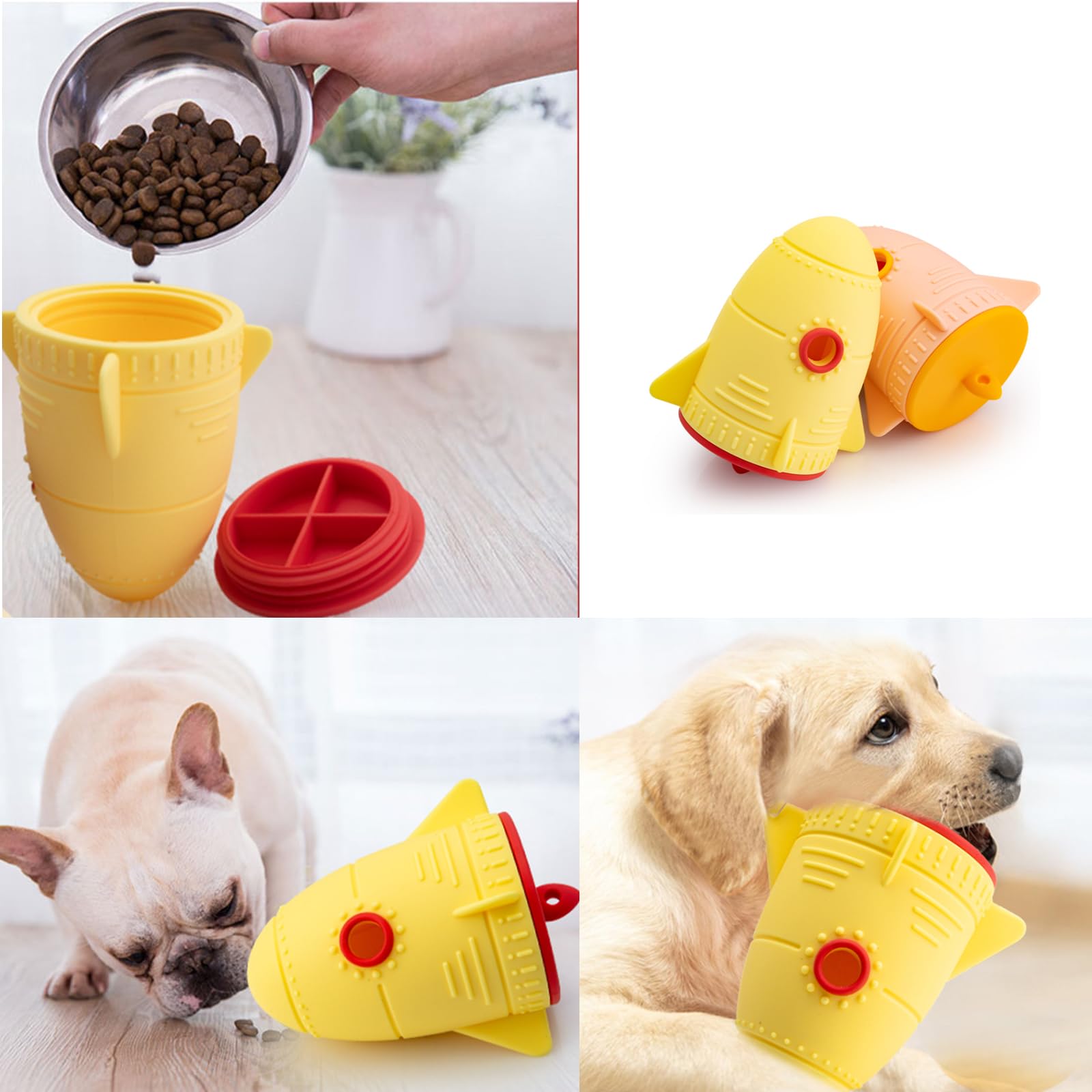 Juguete dispensador de golosinas para perros, juguetes dispensadores de golosinas de goma de cohete, juguetes interactivos para perros dispensadores de golosinas, juguetes para perros para
