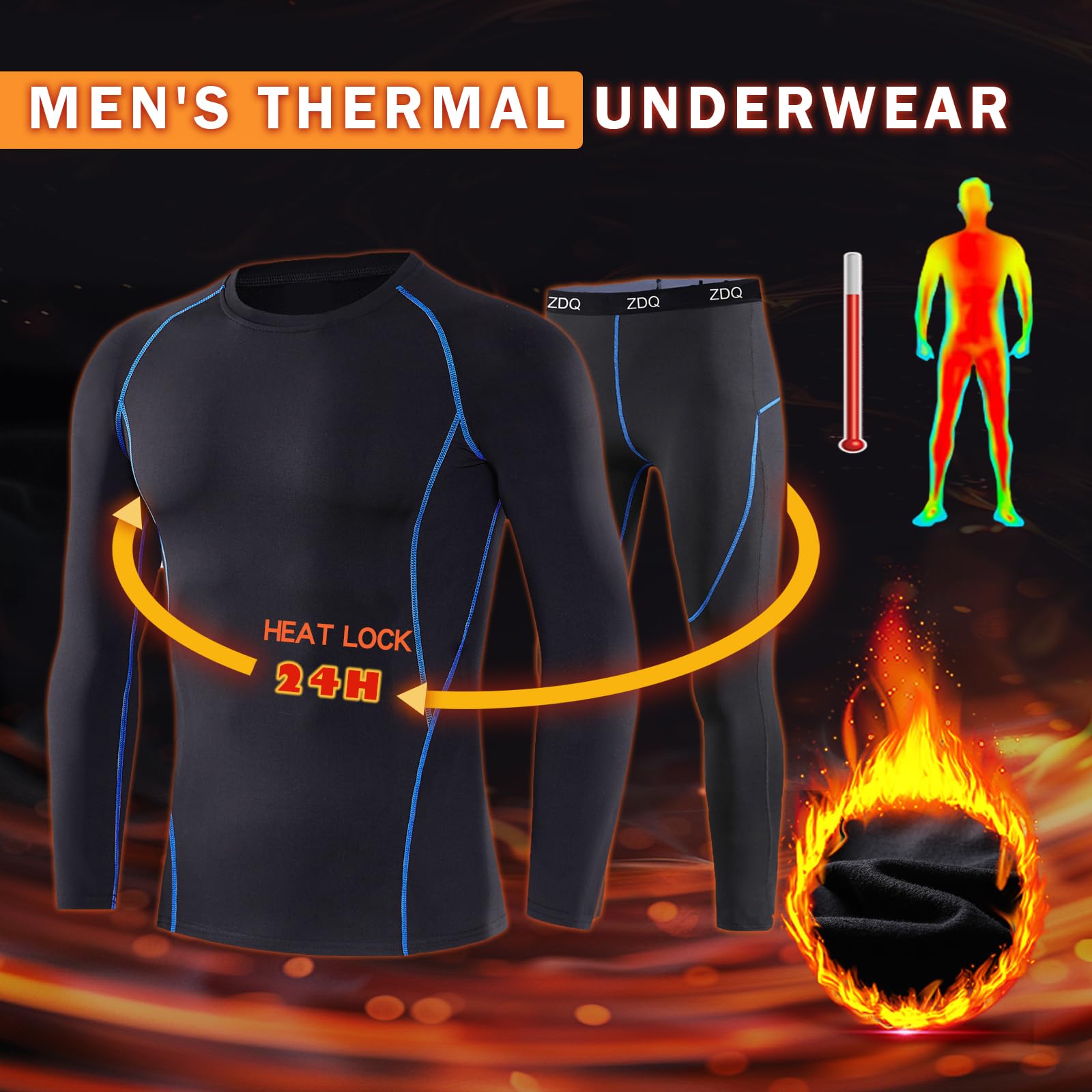 ZDQ Intimo Termico Uomo Set Intimo Invernale da Sci Intimo Funzionale Traspirante Biancheria, Taglie S-XXL