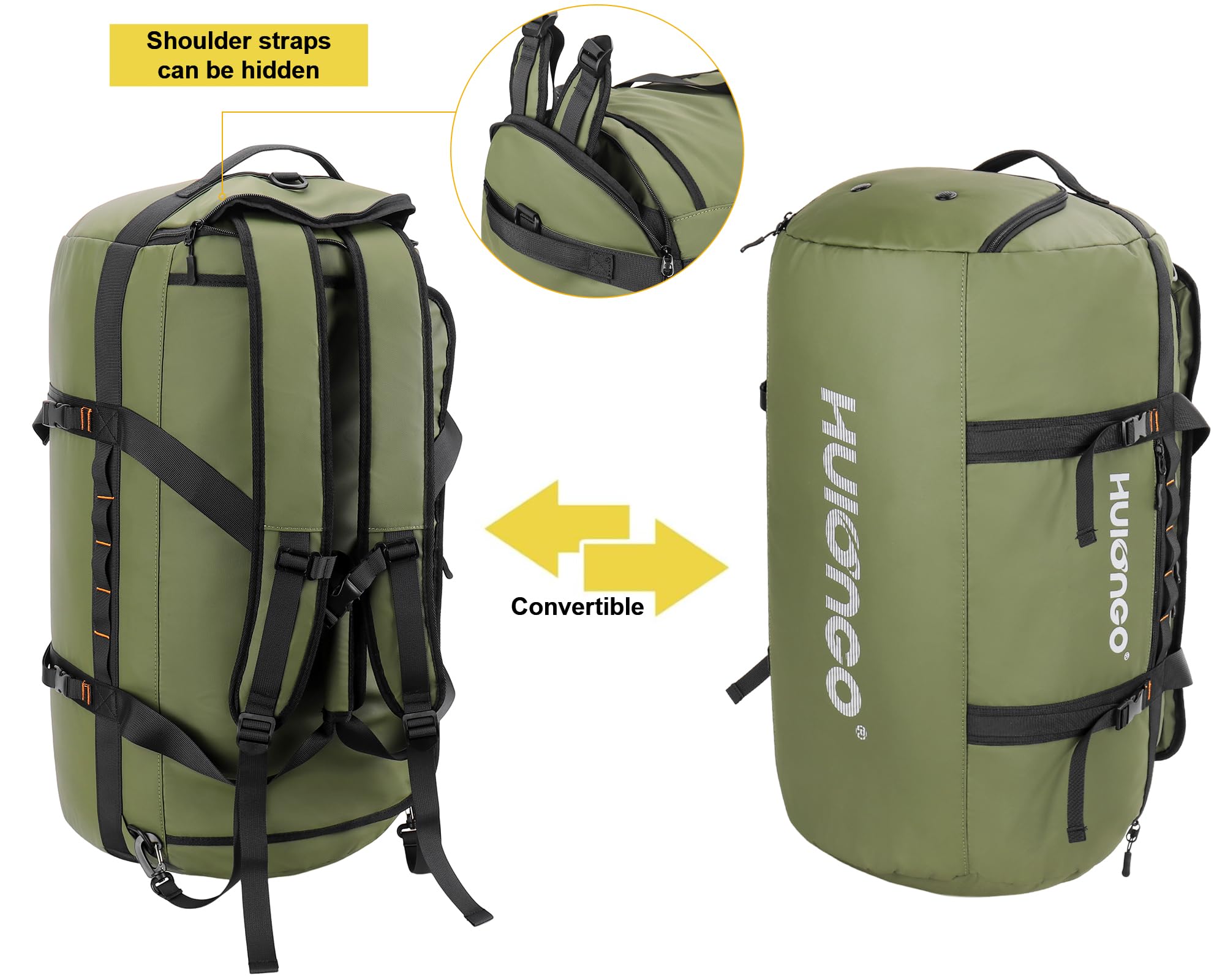 Hulongo Borsone da Viaggio Grande Zaino Sacca Sportiva 35L Borsa da Palestra Donna e Uomo con Scomparto per le Scarpe e Tracolla 3-In-1