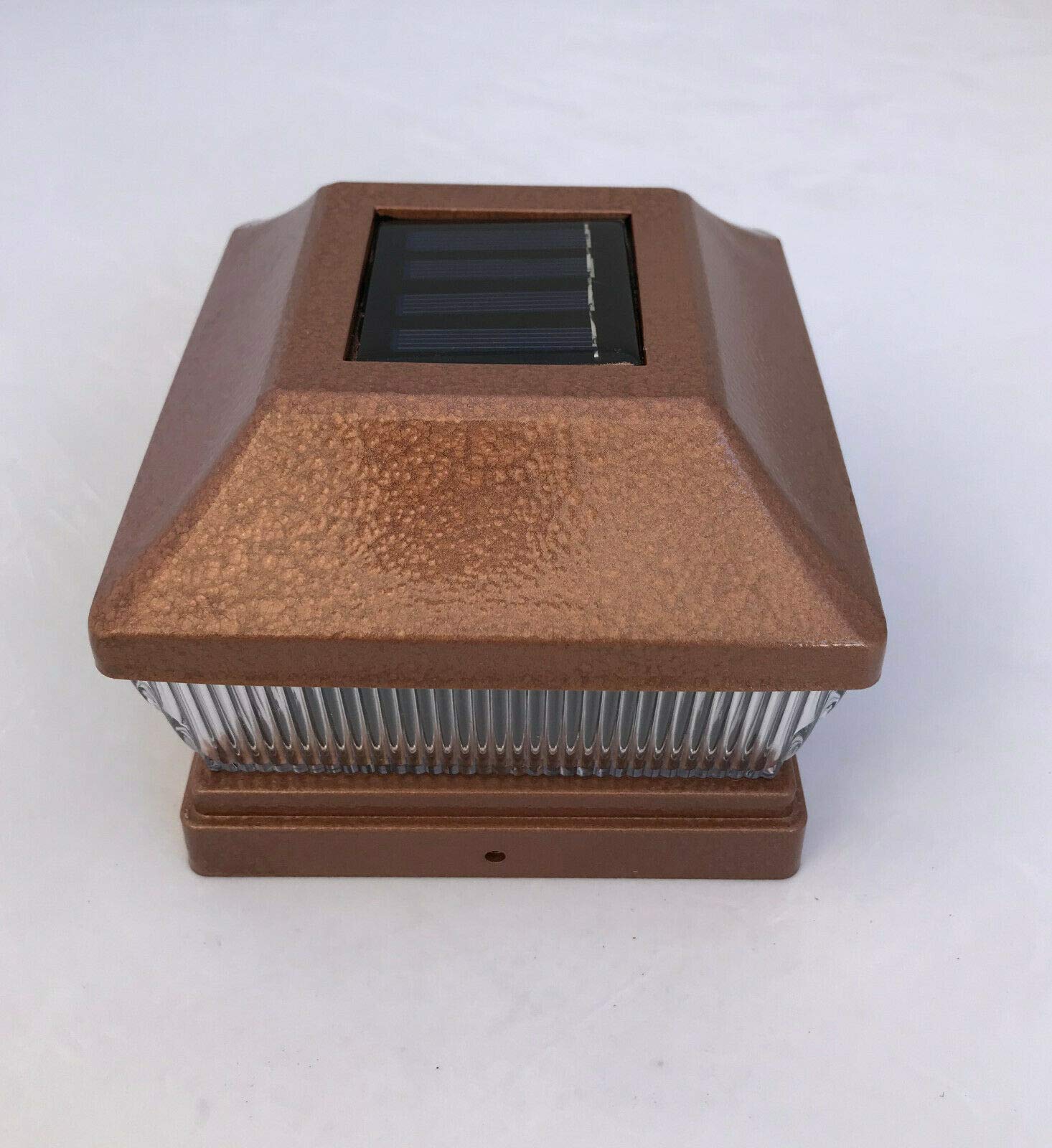 Ntertainment House 2-pcs Metal Plated 2 SMD LED Deck Solar Post Cap 28 Lumens with Optional 6x6 5x5 or 4x4 Base adapters (Hammered Bronze, 6x6)