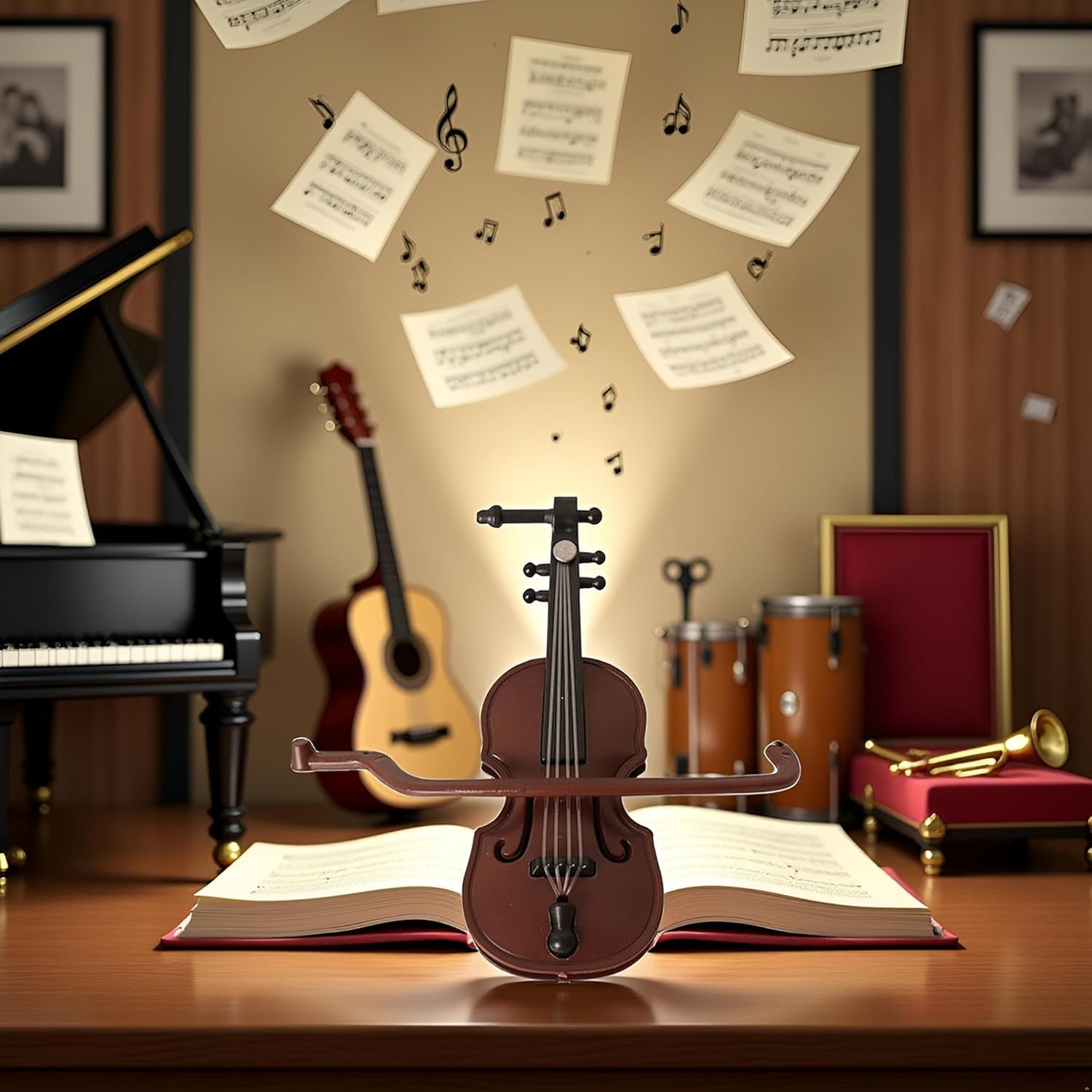 Miniature Violin, Tiny Violin Mini Musical Instrument, Miniature Model Dollhouse - Image 4