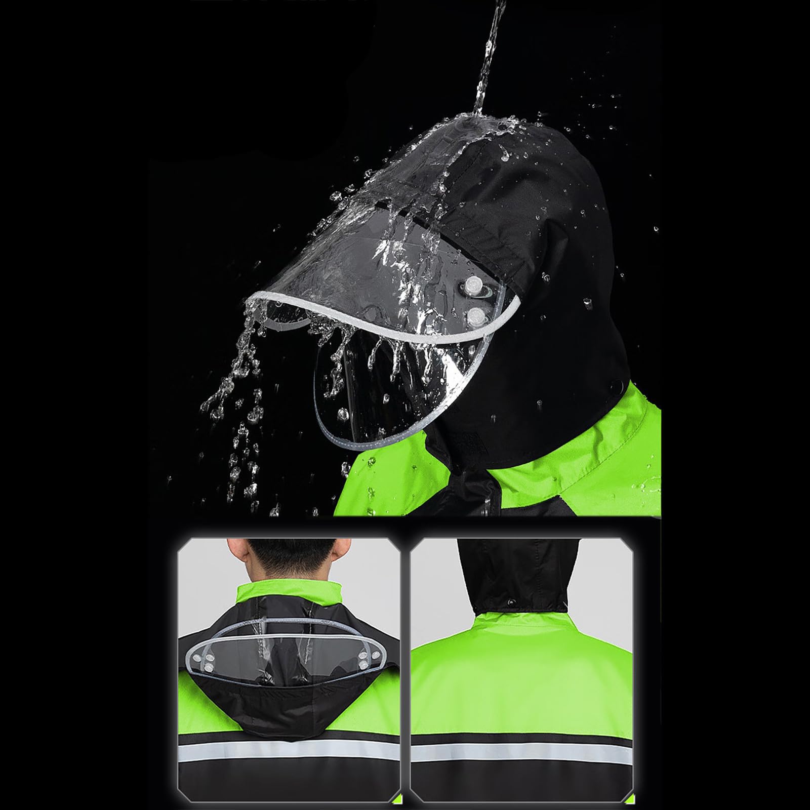 Herren Regenanzug mit reflektierender Jacke und Hose, ideal für Outdoor, Radfahren und Motorrad, wasserdicht, winddicht, atmungsaktiv, mit verstellbaren Bündchen