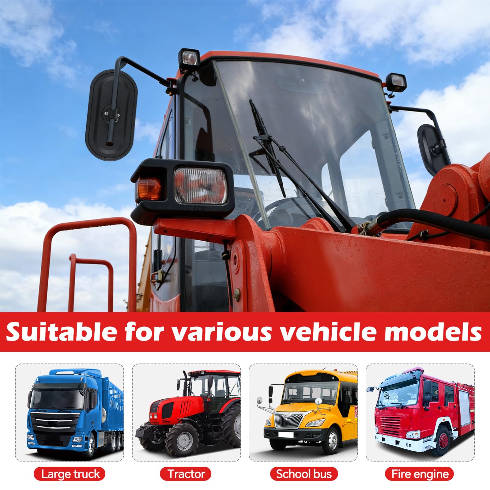 1 rétroviseur universel pour tracteur, 31 x 16 cm, en PVC, pour tracteur, camion, avec support pour l'agriculture