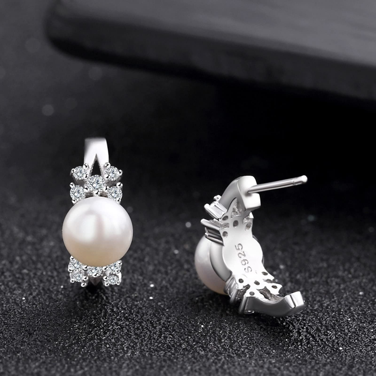 WZGWDC Trendiger Ohrstecker aus Sterlingsilber, silberner Strass-Ohrstecker, geometrischer Typ, mit Reibungsrückseite, für Damen, trendig, 14 x 6 mm