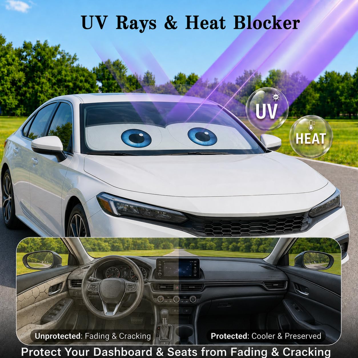 Parasol para Parabrisas de Coche, Ajuste Universal, Compacto, sedán, SUV