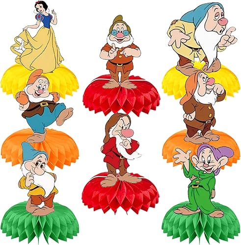 Decoraciones de fiesta de cumpleaños de princesa blanca como la nieve 8 piezas de centros de mesa de fiesta temática de princesa blanca como la