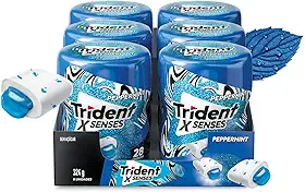 Chiclete Trident XSenses Peppermint Sem Açúcar Garrafa - Caixa com 6 unid. de 54g