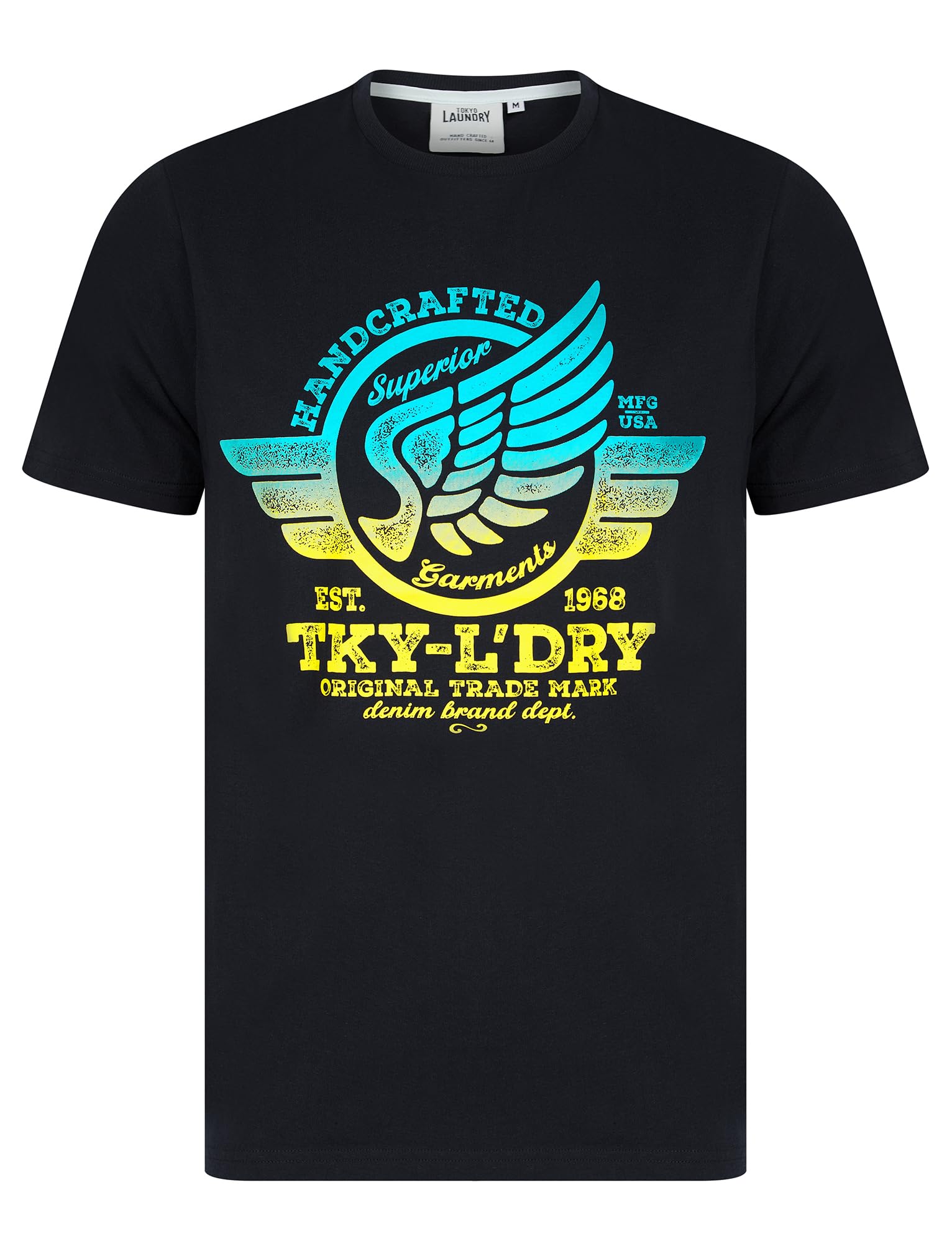Tokyo Laundry Men's Vintage Graphic Print Motif Cotton Jersey Crew Neck T-Shirt
