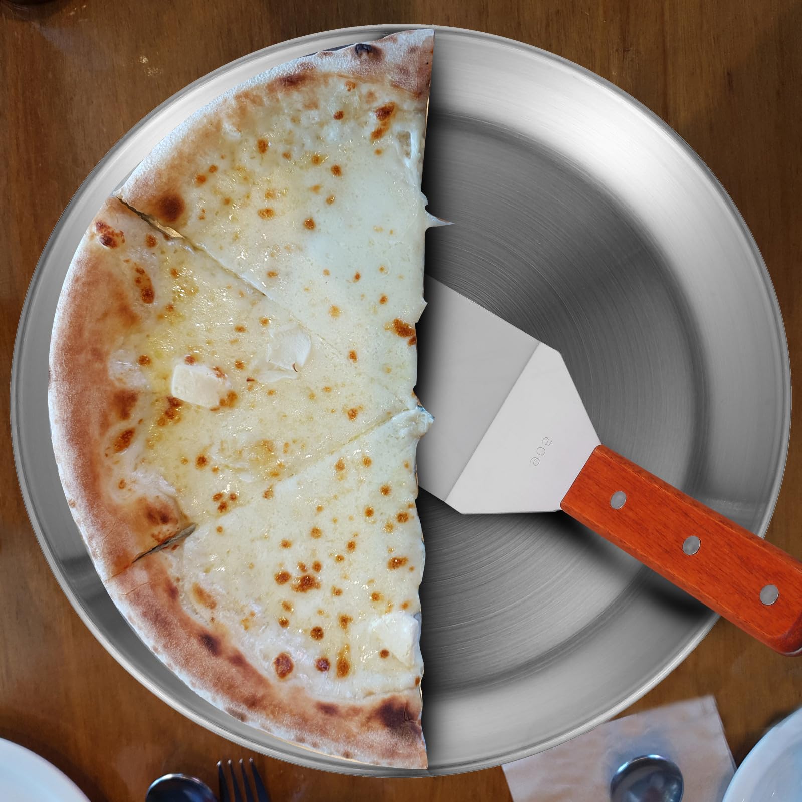 6 Stück Runde Pizzableche aus Edelstahl mit Multifunktionalem Design und Komfortablem Griff zum Servieren von Obst und Restaurants