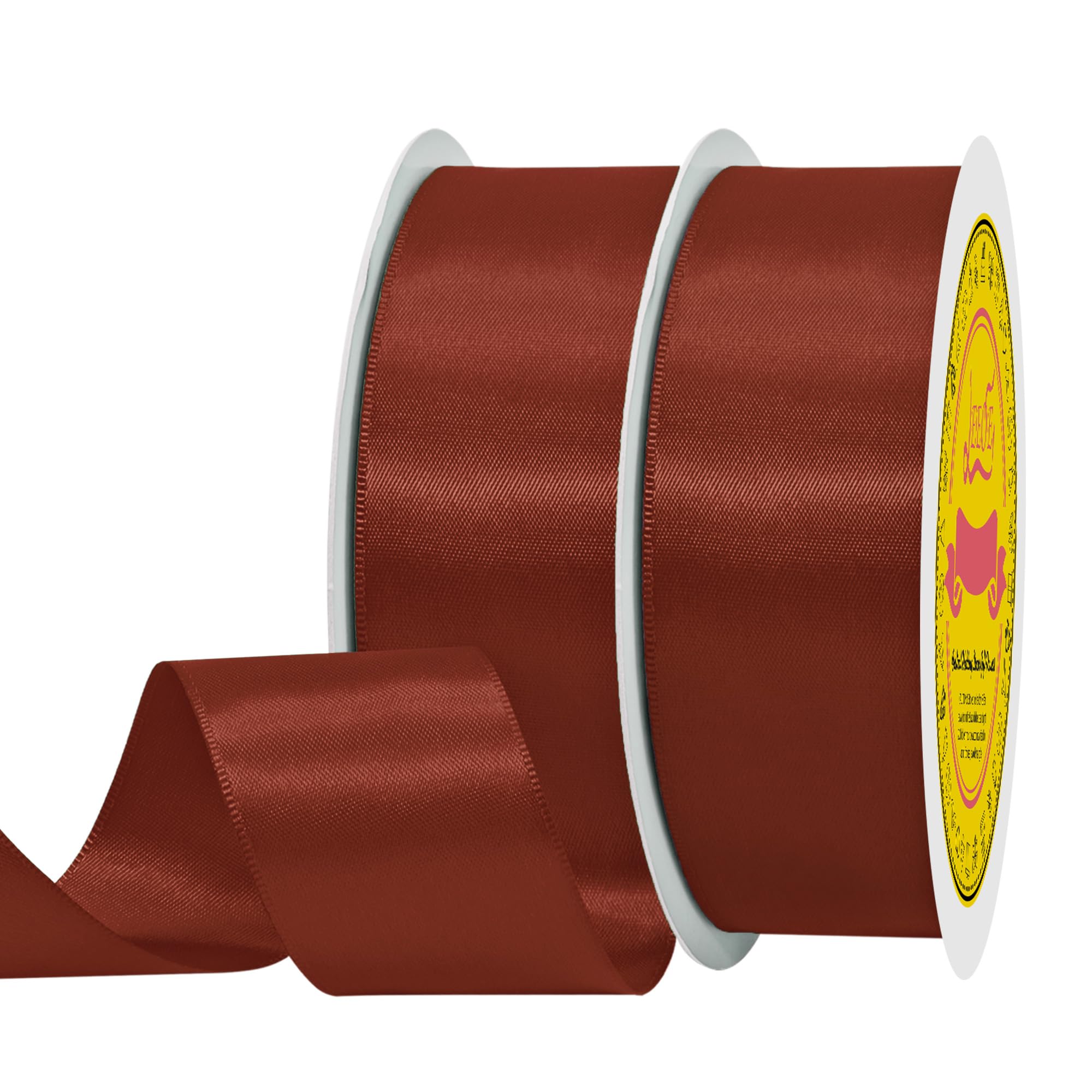 100 Yards Rust Red Satin Ribbon Polyester Ribbon for Gift Wrapping Very Suitable for Weddings Party Hair Bow Invitation Decorations and More（1-1/2 inch X 50Yards X 2 Roll）