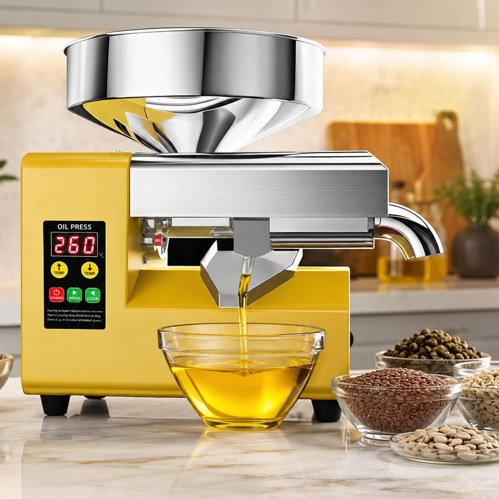 1000W Oil Press Machine Oil Extractor, 5–9 kg/h Output Sesame Oil Press