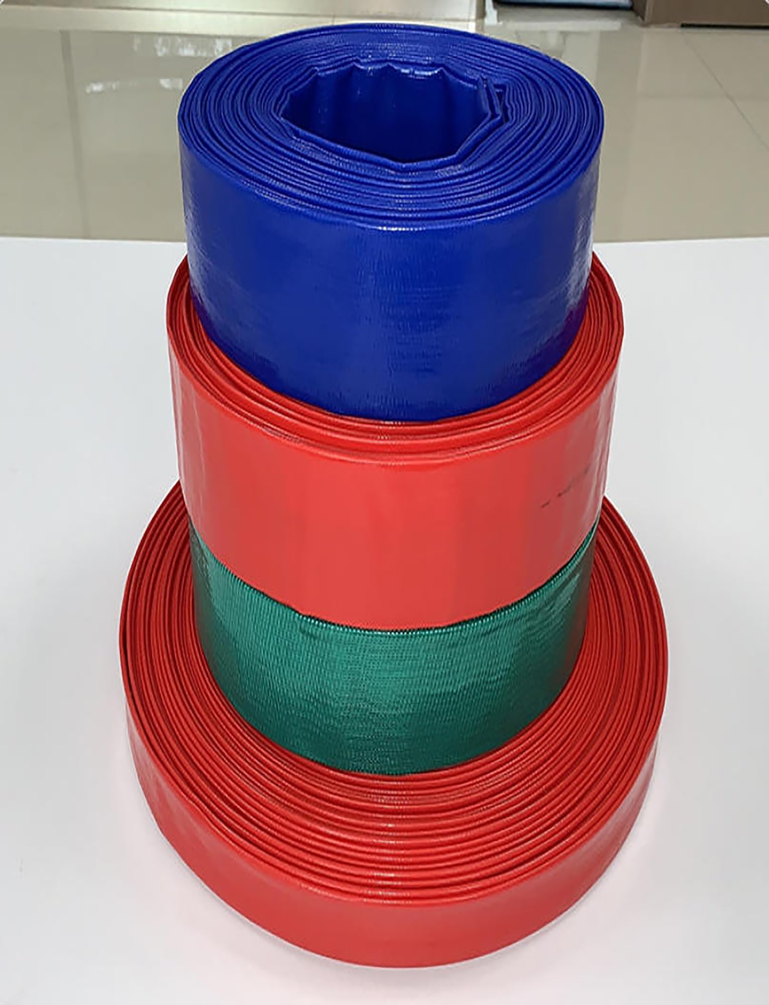 Manguera plana de PVC reforzado | Riego de jardines multicolor de varios tamaños: descarga de agua(Green,ID 1.2 inch- 20m)