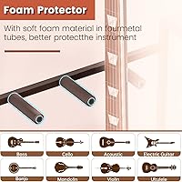 Vista 4 de Soporte de guitarra para múltiples guitarras acústicas con estante de almacenamiento de 3 niveles, estante de exhibición de guitarras, accesorios