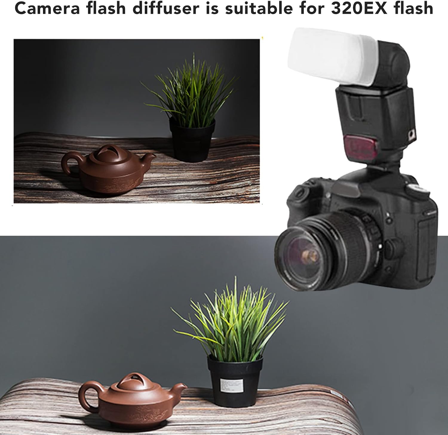Flash Diffuser, Camera Flash Bounce Light Diffuser, Set Top Flash Diffuser for 320EX Flash,Speedlight Photography Accessories