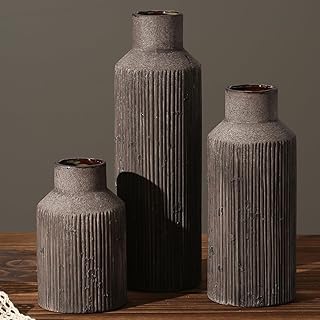 Farmhouse Vase for Home Decor, Ceramic vase Set of 3. Vintage Flower Vas...