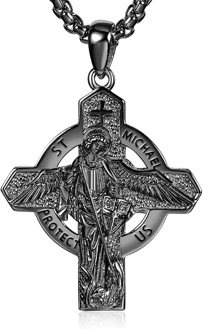 ADMETUS 925 Sterling Silver Patron Saints Medal | Protection Necklace Amulet Jewellery Religious Gifts for Men with 2.5mm 22"+2" Rolo Chain