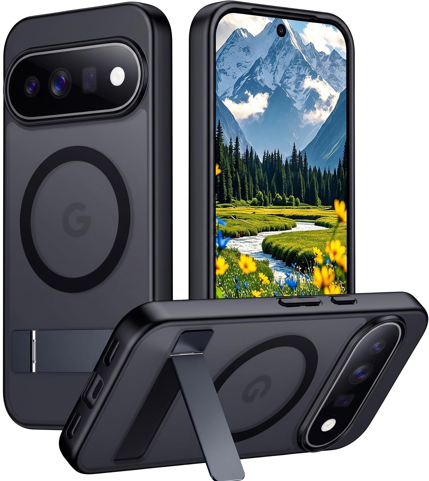 Temdan Designed for Google Pixel 11 Pro XL Case 2026, [Built-in Invisible Kickstand][Compatible with MagSafe][Military Grade Shockproof] Slim Translucent Matte Phone Case-Black Global Recycled Standard Global Recycled Standard Global Recycled Standard