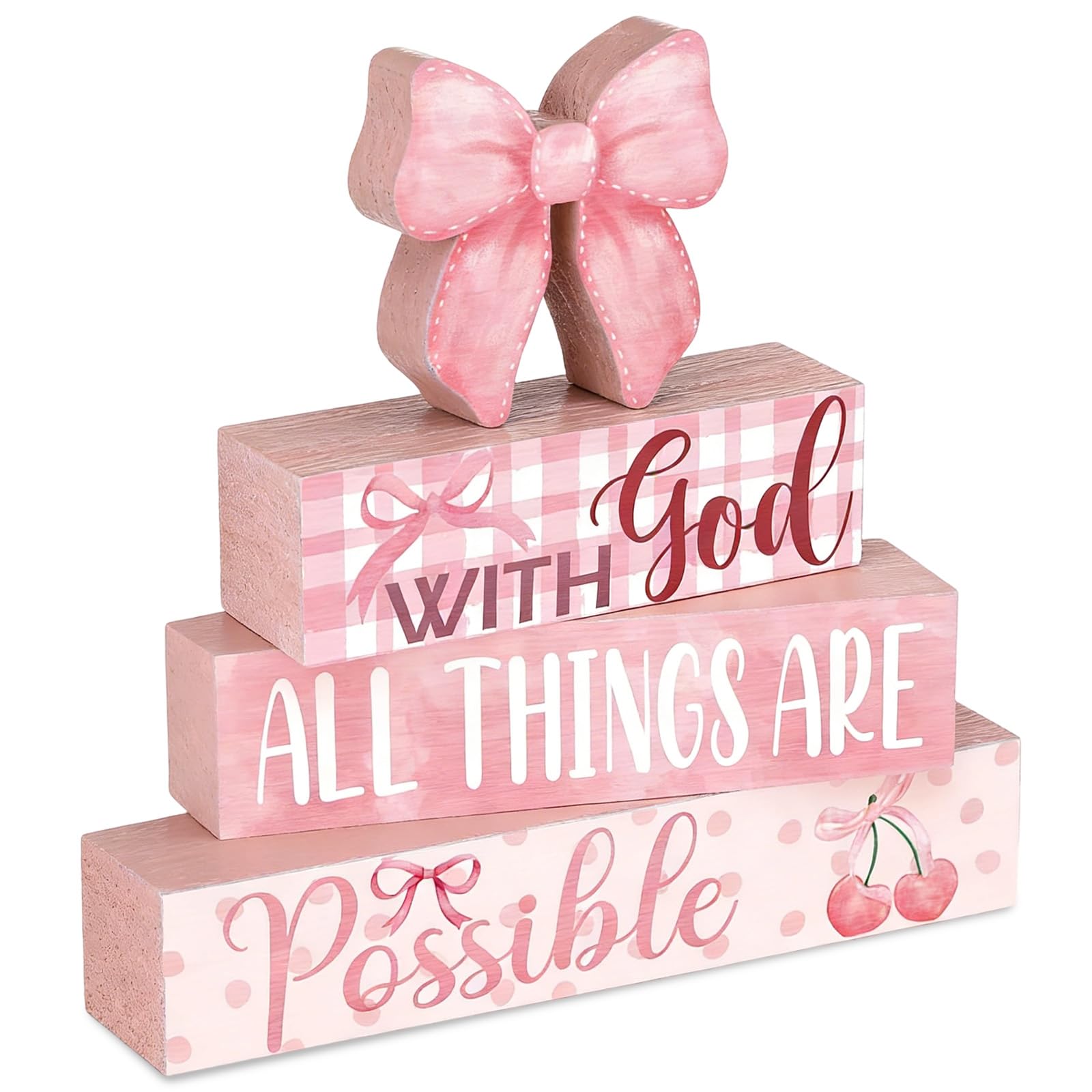 4 Pcs Pink Bow Coquette Room Decor, Cute Pink Bow Decor for Bedroom Bathroom Desk, Aesthetic Bow Room Decor for Girls, Teen, College Dorm, Shelf, Table Display