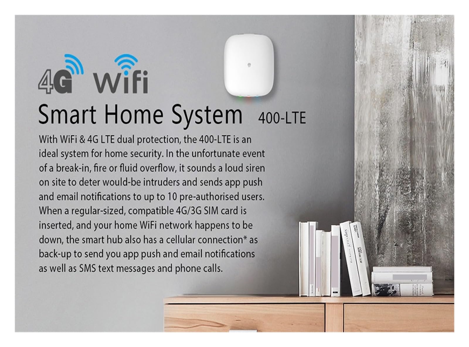 Ekskluzywna Sieć Wi-Fi 400-LTE; System Alarmowy 4G GSM Inteligentny Domowy Antywłamaniowy Z Czujnikiem PIR Kompletny System Alarmowy(LTE-400 Set 12)