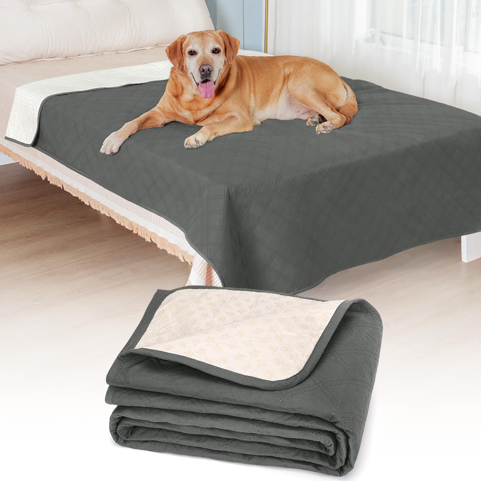 HezzLuv Coperta impermeabile per cani, per animali domestici, antiscivolo, lavabile, antigraffio, resistente al pelo di animali, per cuccioli, animali di grandi dimensioni, cani e gatti (152 x 203 cm)