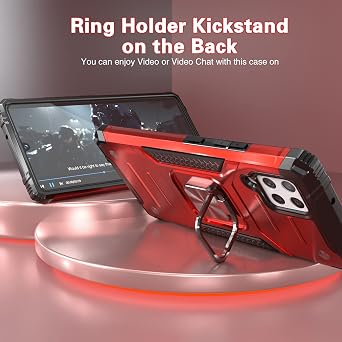 Case for Galaxy A42 5G, Shockproof Drop Test Cover with Screen Protector, Car Mount Kickstand, Slim Fit Protective Case for Samsung Galaxy A42, Red