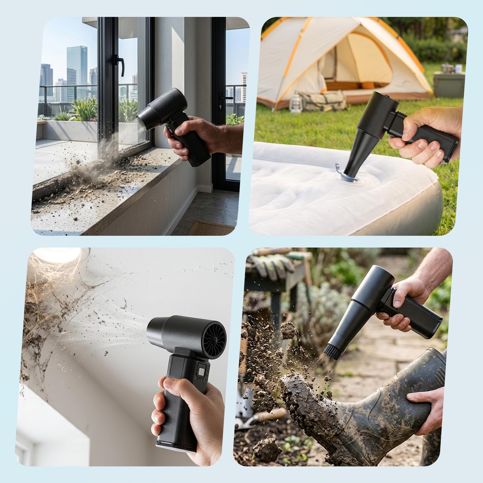 Elektrische Staubgebläse, 130000RMP Electric Air Duster(Pro Max Edition) | 65 m/s Windgeschwindigkeit /Doppelte Akku-Kapazität (16.000 mAh)/Premium Alu-Kühlkörper (kein Überhitzen)/4-Gang Turbo-Modus