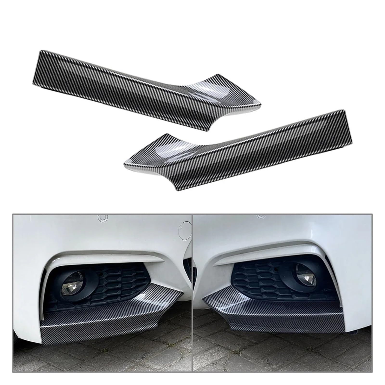 NEGRO 1 Pair Car Front Bumper Spoiler Trim,Fit For, 2 Series F22 F23 Fit for M, Sport 2014-2022 Car Side Air Vent Splitter Lip przedni zderzak pojazdu(Carbon Fiber Black)