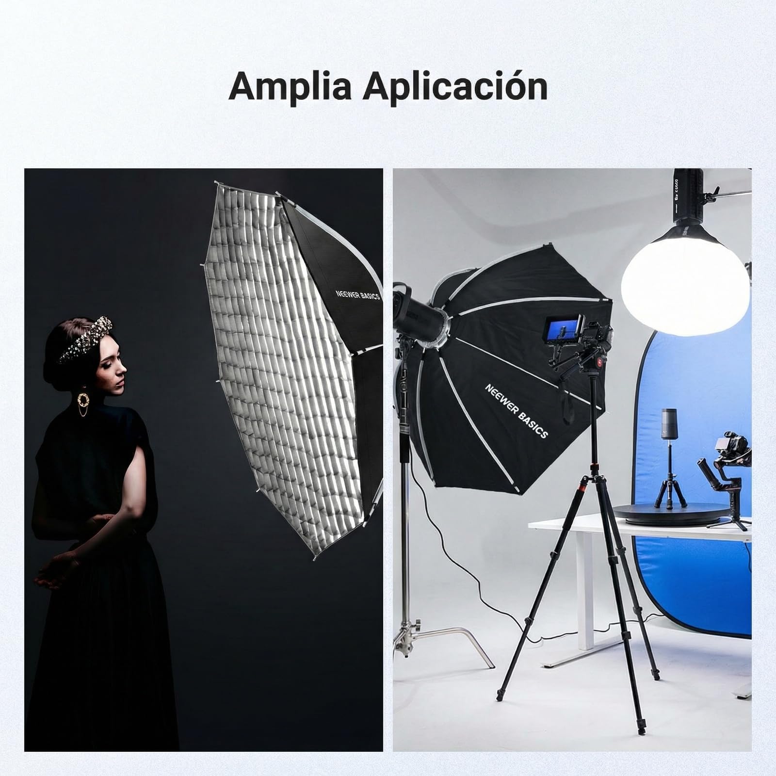 NEEWER Basics Softbox Parabólico 47.2" Bowens Mount Soft Box, Difusor Luz/Rejilla/Bolsa, Compatible con Aputure 150c Compatible con Godox SL60w NEEWER FS300C FS230C FS150B HB80C CB200C Q6 Q300, NS66P