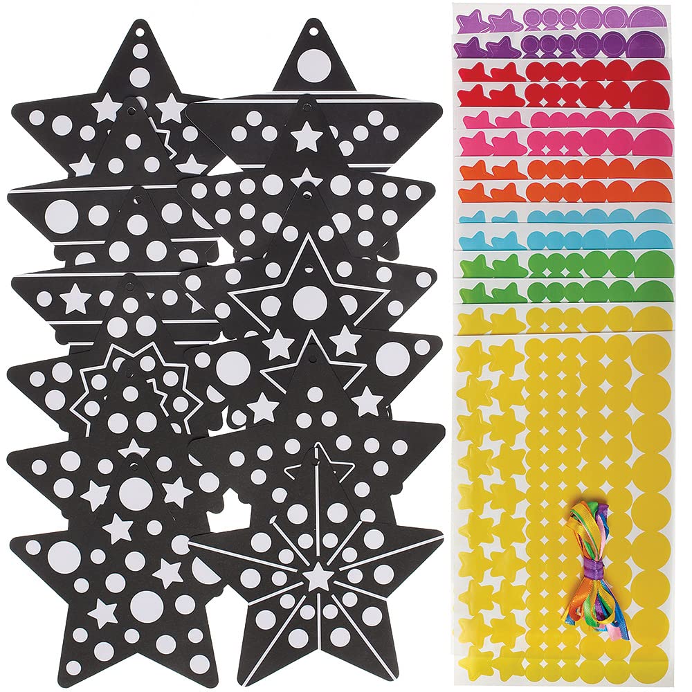 Baker RossFX262 Star Dotty Art Decorations - Pack of 12, Sticker Arts and Crafts for Kids, Christmas Decoration Making, Easy Crafts for Children