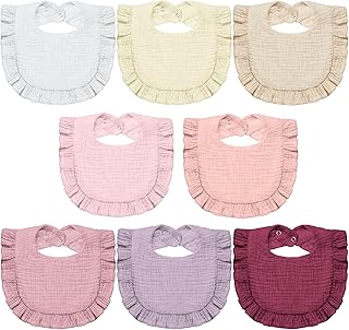 Lictin Muslin Baby Drool Bibs - 8 Pack Baby Bandana Drool Bibs Cotton Unisex, Snap Muslin Bibs for Boys Girls