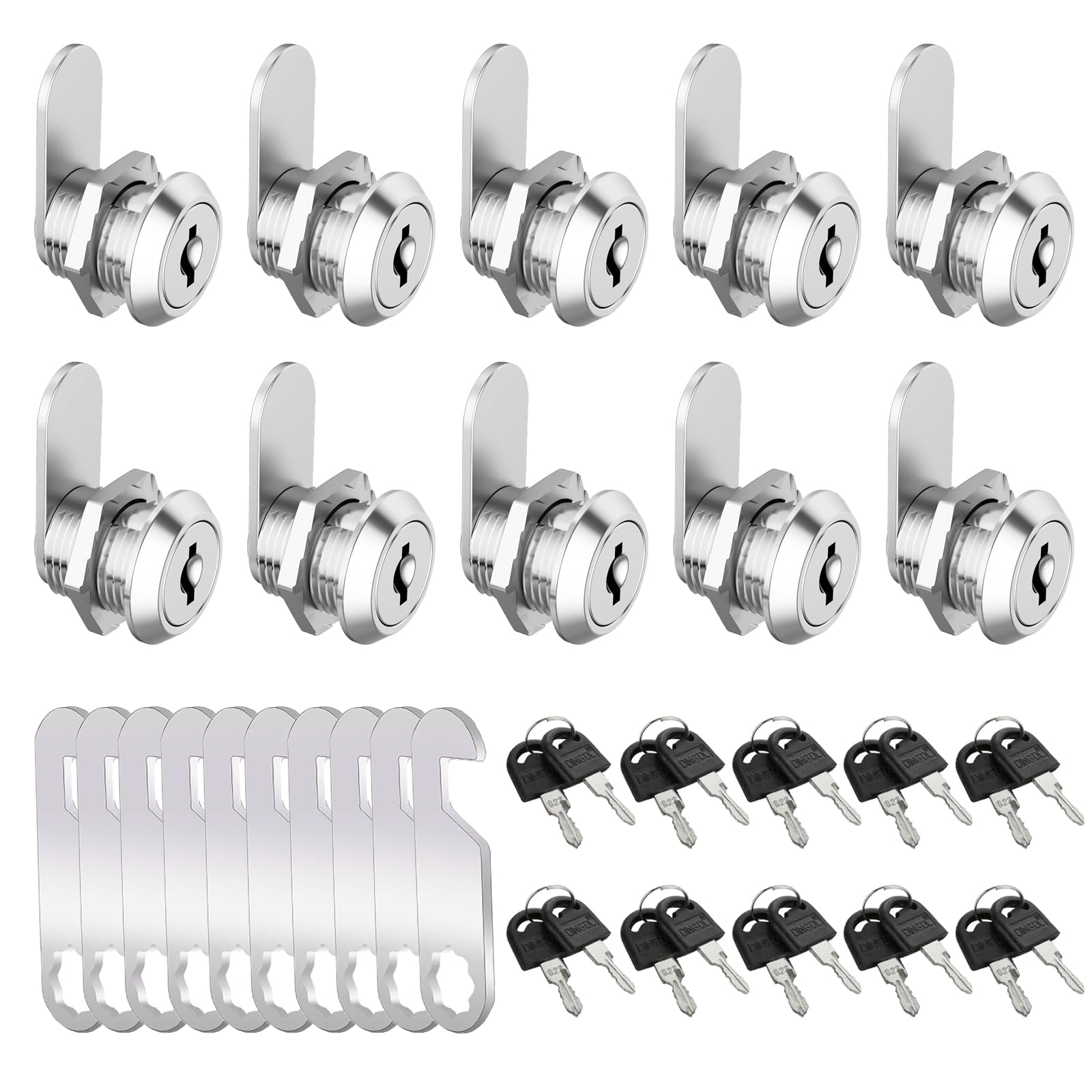 GBACHOOSE 10 cerraduras para buzón, 16 mm, para armario con 2 placas de cerradura diferentes, cerradura para muebles, cerradura de armario con llave, cerradura para buzón, para puertas de armarios,