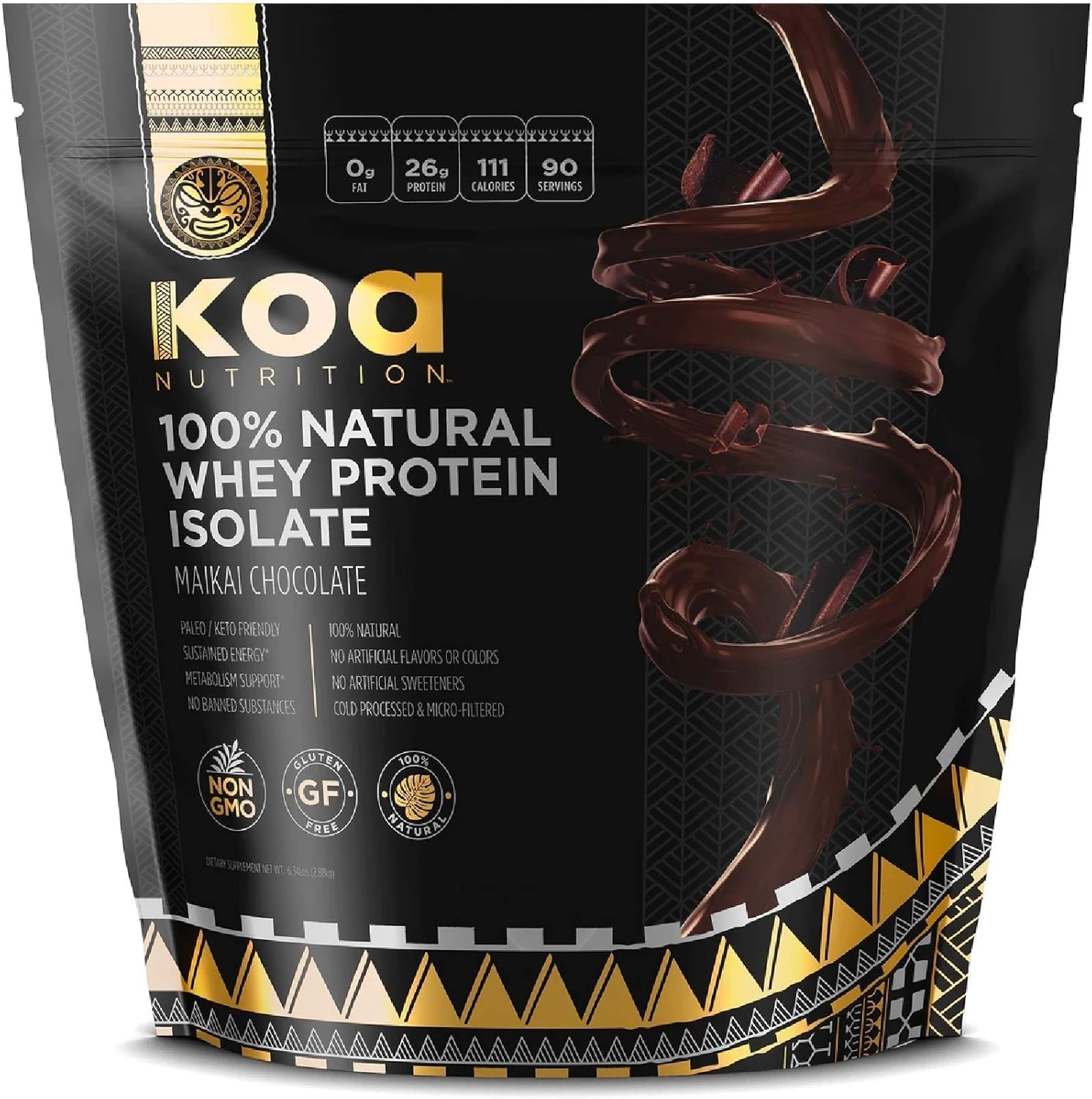 Aislado de proteína de suero KOA Warrior | Aislado de proteína pura de alto rendimiento con BCAA y sin saborizantes ni edulcorantes artificiales - Chocolate - Bolsa de 2.7 kg