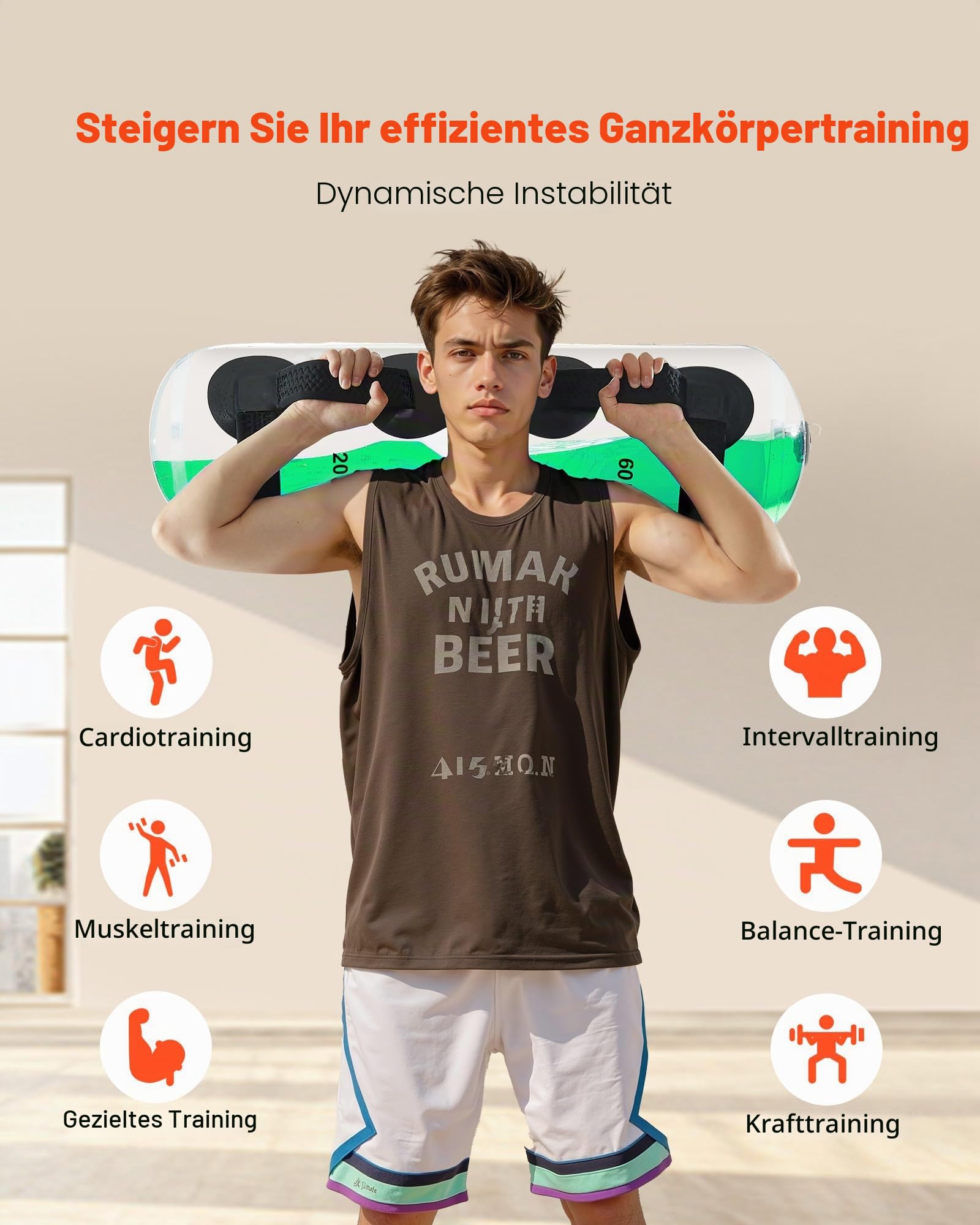 VEVOR Wassergewichte Aqua-Tasche, große Aqua-Tasche für Workout, verstellbare tragbare Stabilität, Fitness- und Ganzkörper-Trainingsgeräte, für Kraftkern- und Gleichgewichtstraining, Heimgymnastik
