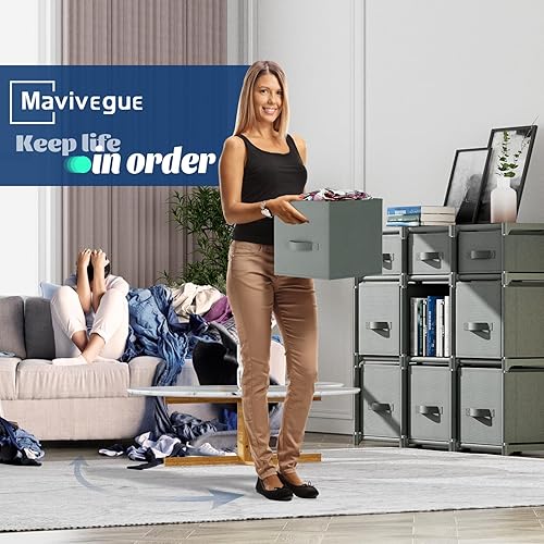 Miniatura 7 de Mavivegue Organizador de almacenamiento de 9 cubos, organizadores de armario y almacenamiento, estante de almacenamiento de cubos, fácil de montar