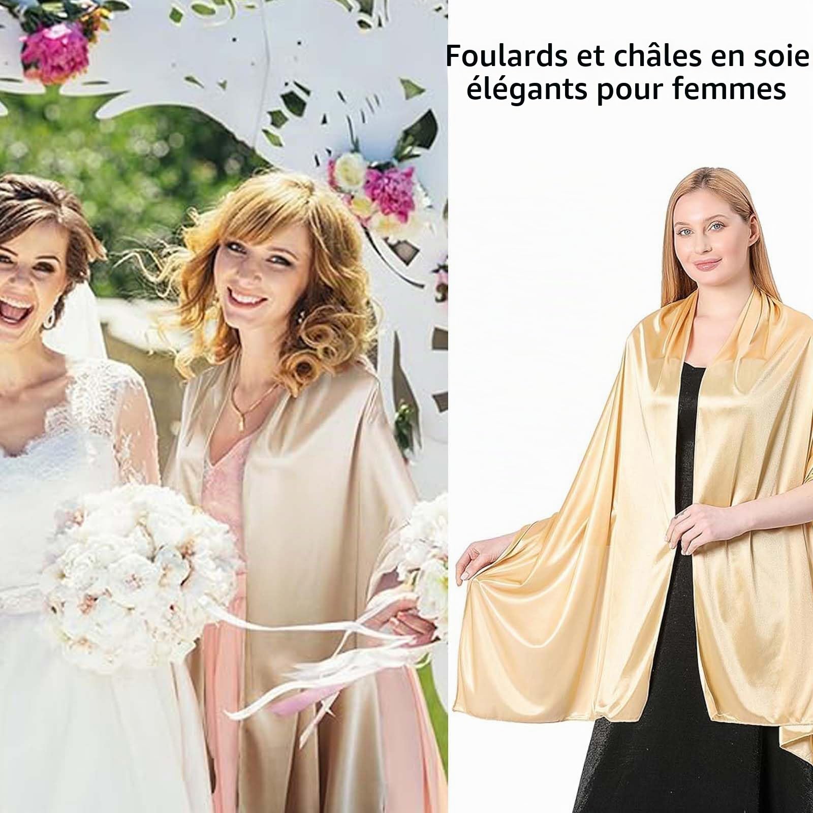 VIDSTM Mousseline de Soie Etoles Femme 200 * 70CM Foulards Femme Doux et Agréable pour la Peau Rouge Etole Femme Chic Peut être Associé à des Robes de Soirée, des Robes de Mariée